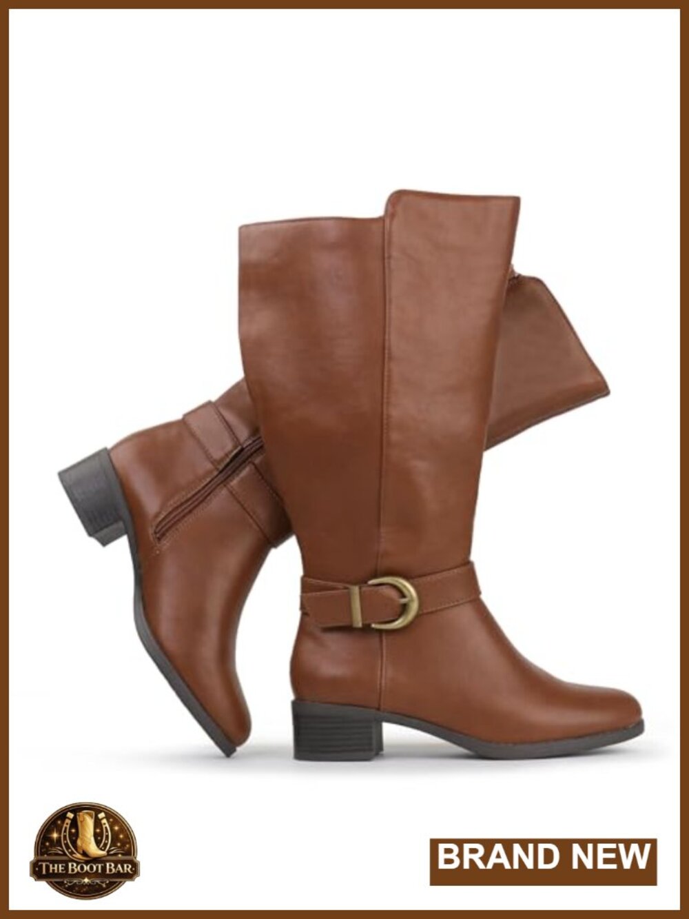 Extra Wide Calf Knee High Pull On Side Zipper Boots Synthetic Block Heel